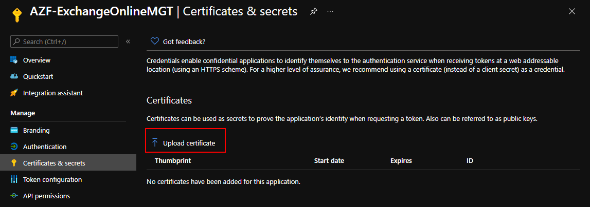 Upload Certificate